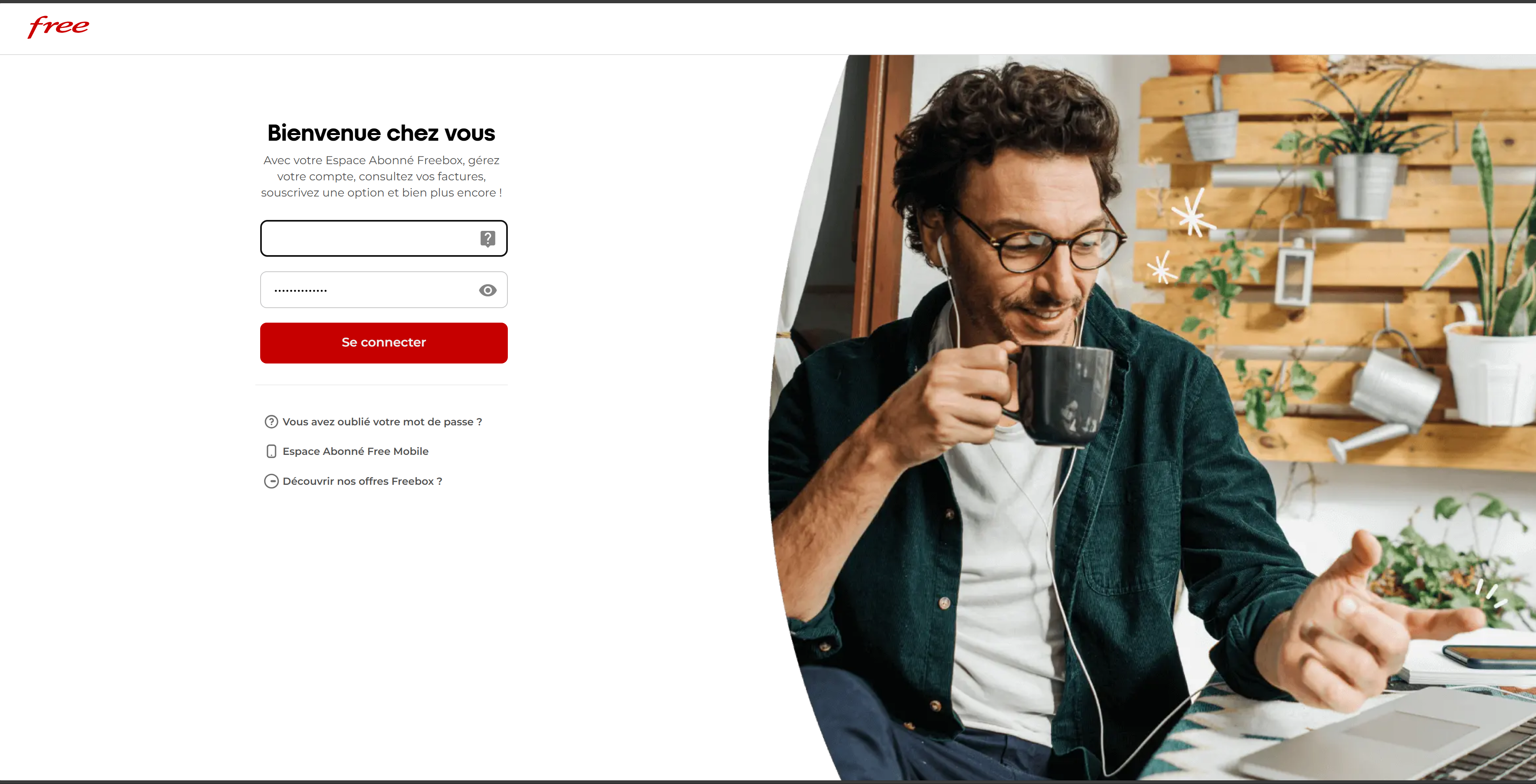 Page de connexion Free - Espace Abonné